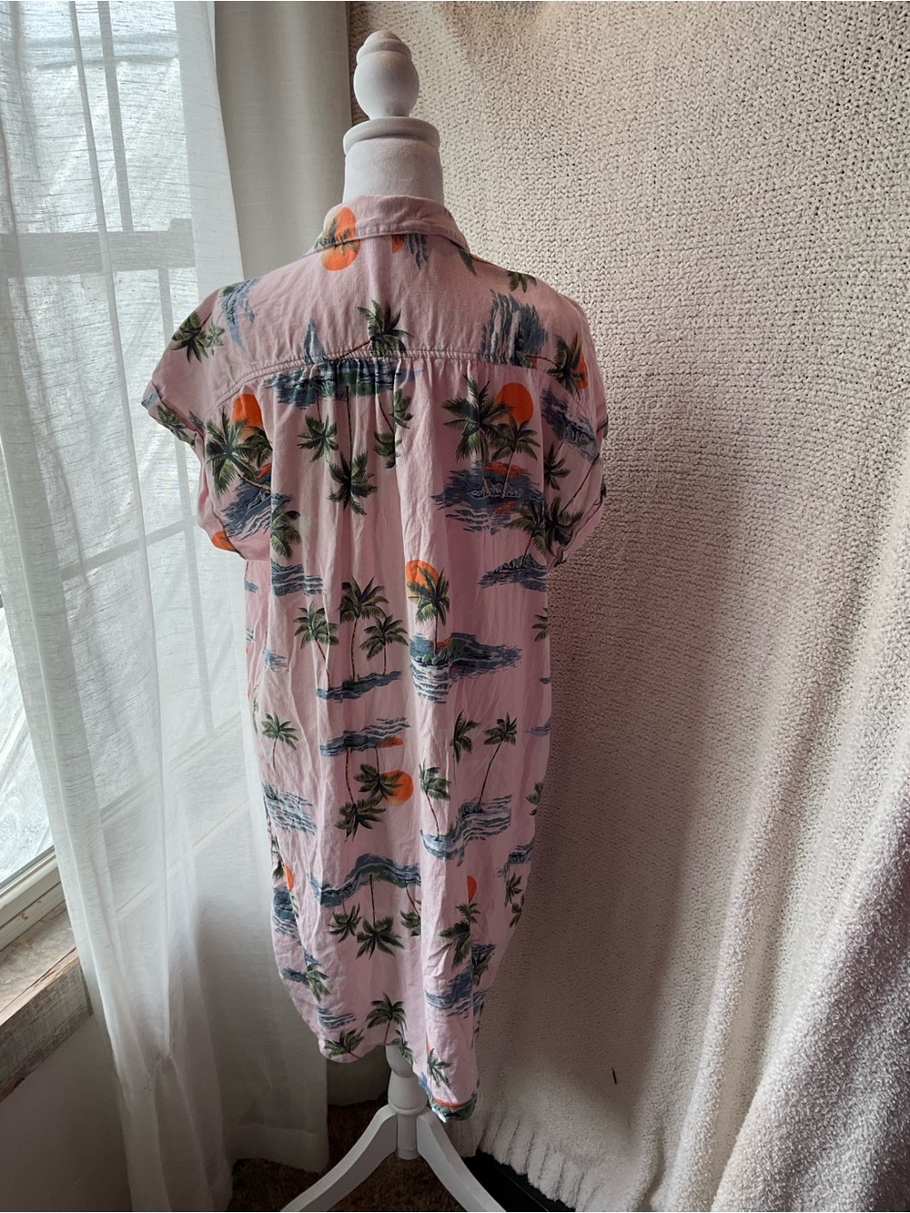 Old Navy Pink Tropical Print Shirt Dress - Picture 4 of 7